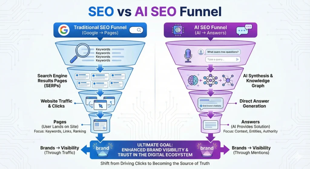 SEO vs AI SEO Funnel