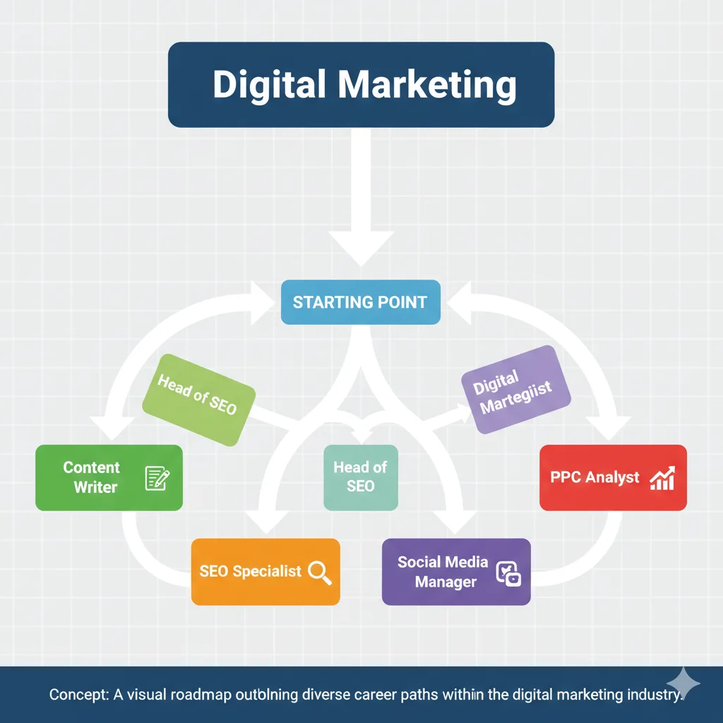digital marketing career options like seo expert content writer and social media manager