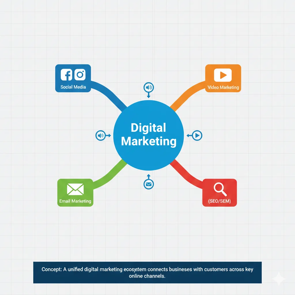 types of digital marketing channels like seo social media email and ppc